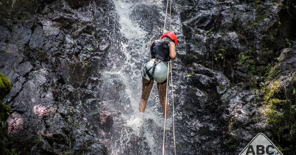 Rappelling and canyon swimming